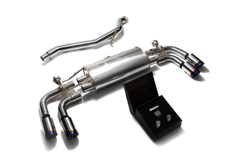 ARMYTRIX Stainless Steel Valvetronic Catback Exhaust System Quad Blue Coated Tips Audi TT | TTS Quattro MK2 8J 07-14