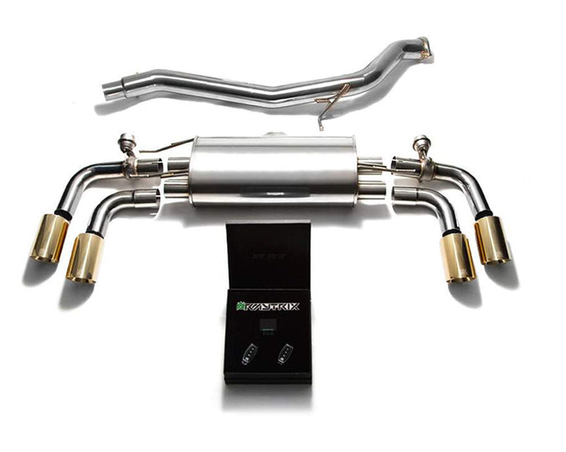 ARMYTRIX Stainless Steel Valvetronic Catback Exhaust System Quad Gold Tips Audi TT | TTS Quattro MK2 8J 07-14