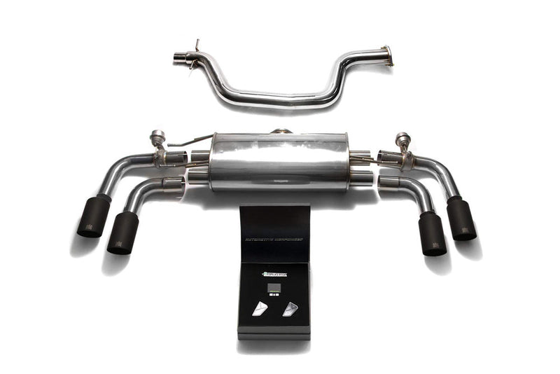 ARMYTRIX Stainless Steel Valvetronic Catback Exhaust System Quad Matte Black Coated Tips Audi TT MK2 8J 07-14