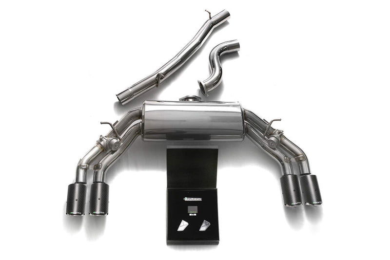 ARMYTRIX Stainless Steel Valvetronic Catback Exhaust System Quad Carbon Tips Audi TTS Quattro MK3 8S 2.0 TFSI 15-20