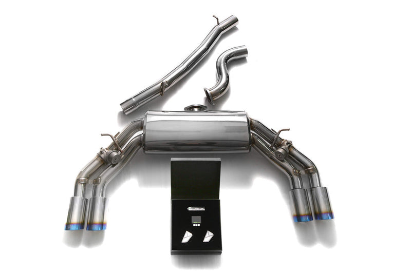 ARMYTRIX Stainless Steel Valvetronic Catback Exhaust System Quad Blue Coated Tips Audi TTS Quattro MK3 8S 2.0 TFSI 15-20