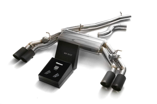 ARMYTRIX Stainless Steel Valvetronic Catback Exhaust System Quad Matte Black Tips Audi TTS Quattro MK3 8S 2.0 TFSI 15-20