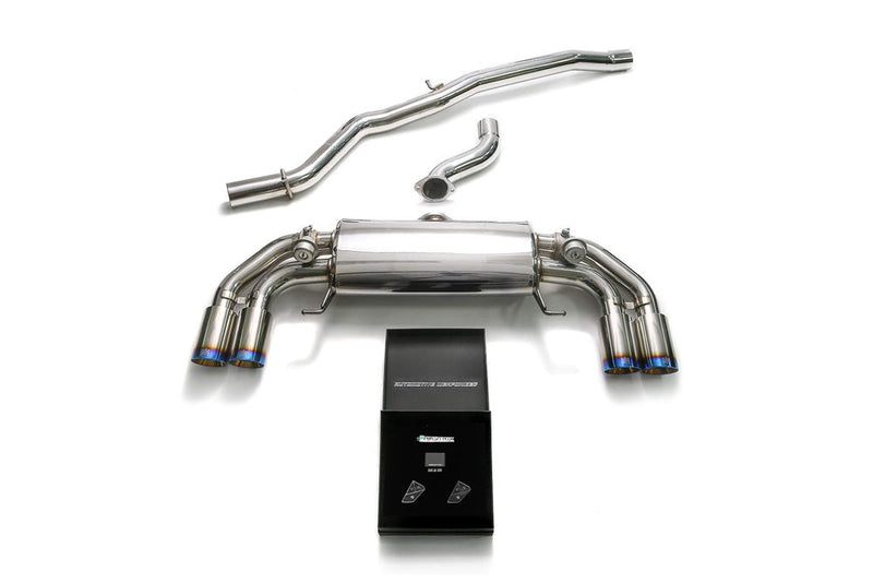 ARMYTRIX Stainless Steel Valvetronic Catback Exhaust System Quad Blue Coated Silver Tips Audi S1 8X 2.0L Turbo 15-18