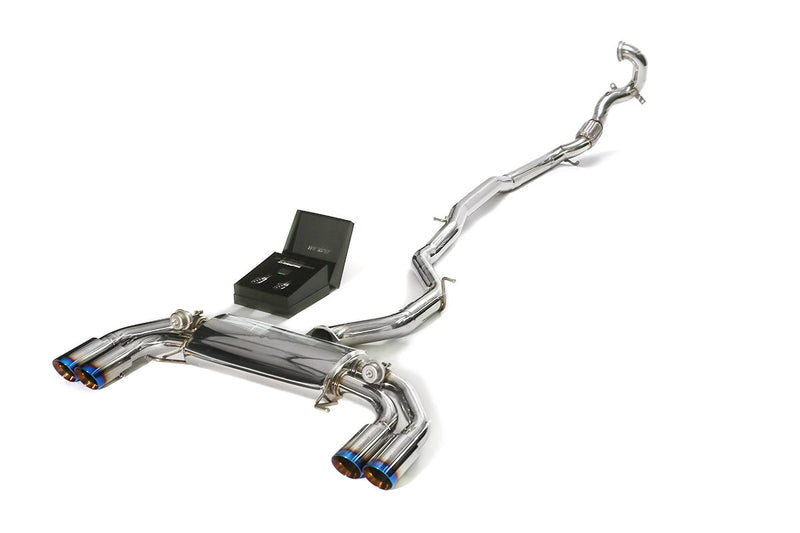 ARMYTRIX Stainless Steel Valvetronic Catback Exhaust System Quad Blue Coated Silver Tips Audi S1 8X 2.0L Turbo 15-18