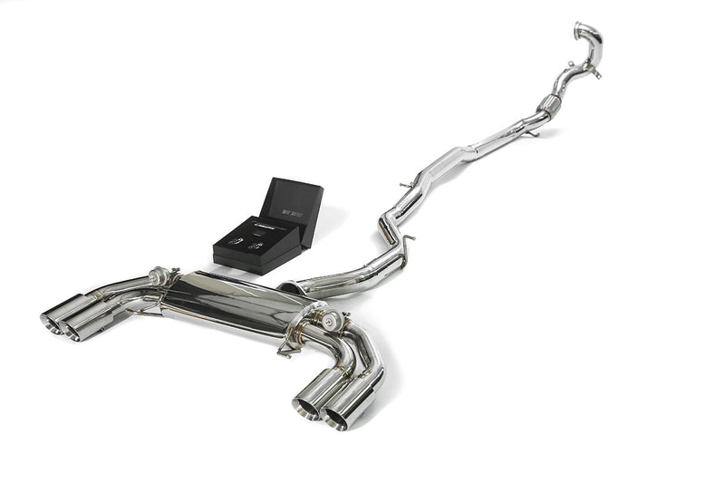 ARMYTRIX Stainless Steel Valvetronic Catback Exhaust System Quad Chrome Silver Tips Audi S1 8X 2.0L Turbo 15-18