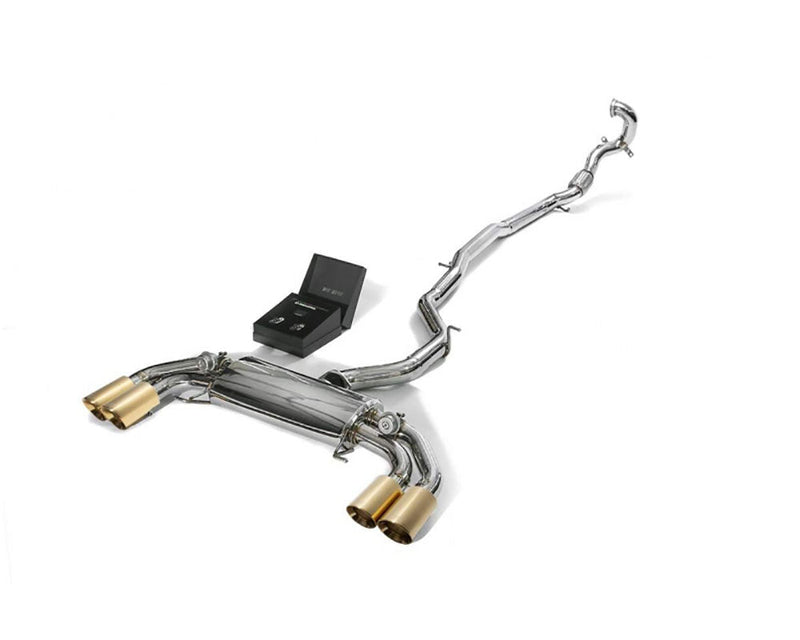 ARMYTRIX Stainless Steel Valvetronic Catback Exhaust System Quad Gold Tips Audi S1 8X 2.0L Turbo 15-18