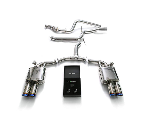 ARMYTRIX Stainless Steel Valvetronic Catback Exhaust System Quad Blue Coated Tips Audi A4 | A4 Avant 2.0L TFSI B9 16-20