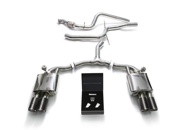 ARMYTRIX Stainless Steel Valvetronic Catback Exhaust System Quad Carbon Tips Audi A4 Quattro 2.0 TFSI 4WD 16-20