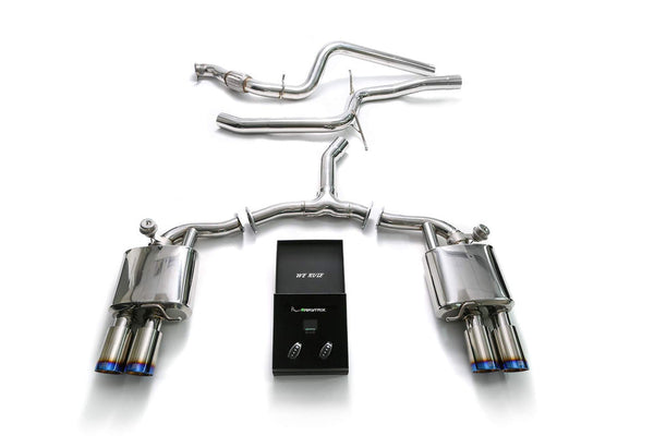 ARMYTRIX Stainless Steel Valvetronic Catback Exhaust System Quad Blue Coated Tips Audi A4 Quattro 2.0 TFSI 4WD 16-20