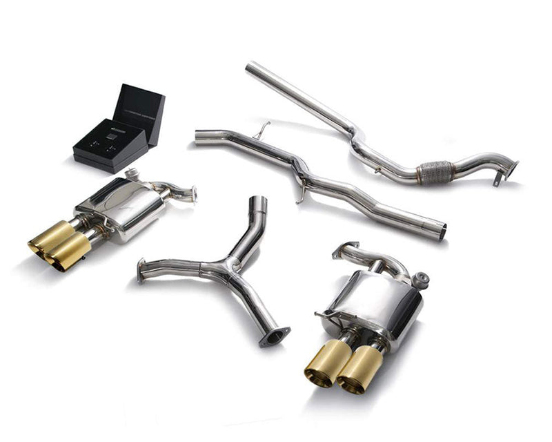 ARMYTRIX Stainless Steel Valvetronic Catback Exhaust System Quad Gold Tips Audi A4 Quattro 2.0 TFSI 4WD 16-20