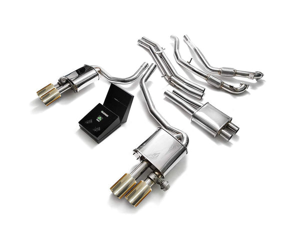 ARMYTRIX Stainless Steel Valvetronic Catback Exhaust System Quad Gold Tips Audi S4 | S4 Avant 3.0L V6 Turbo B9 17-20