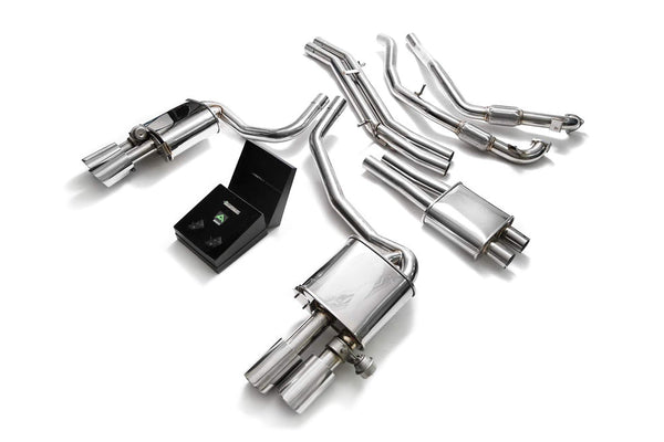 ARMYTRIX Stainless Steel Valvetronic Catback Exhaust System Quad Chrome Silver Tips Audi S5 Coupe 3.0L V6 Turbo B9 17-20