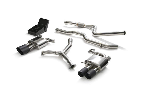 ARMYTRIX Stainless Steel Valvetronic Catback Exhaust System Quad Matte Black Tips Audi A5 Coupe 4WD B9 16-20