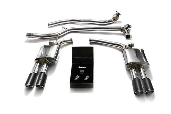 ARMYTRIX Stainless Steel Valvetronic Catback Exhaust System Quad Carbon Tips Audi A4 | A5 B8 08-20