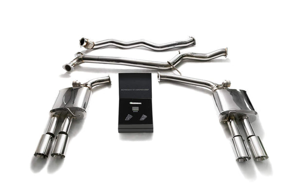 ARMYTRIX Stainless Steel Valvetronic Catback Exhaust System Quad Chrome Coated Tips Audi A4 | A5 B8 08-20