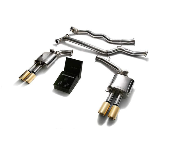 ARMYTRIX Stainless Steel Valvetronic Catback Exhaust System Quad Gold Tips Audi A4 | A5 B8 08-20