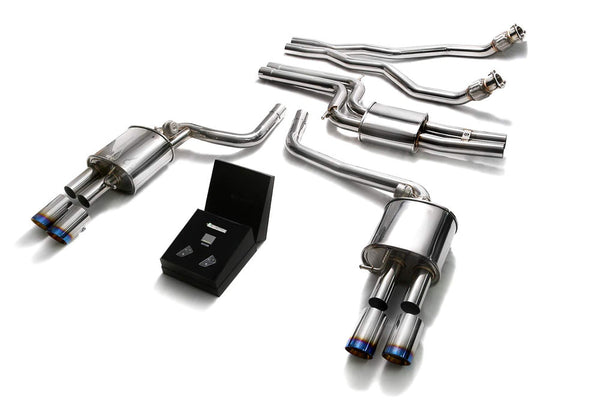 ARMYTRIX Stainless Steel Valvetronic Catback Exhaust System Quad Blue Coated Tips Audi A4/A5 | S4/S5 3.0L TFSI 09-15