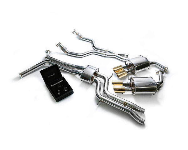 ARMYTRIX Stainless Steel Valvetronic Catback Exhaust System Quad Gold Tips Audi A6 | A7 C7 3.0 TFSI V6 11-20