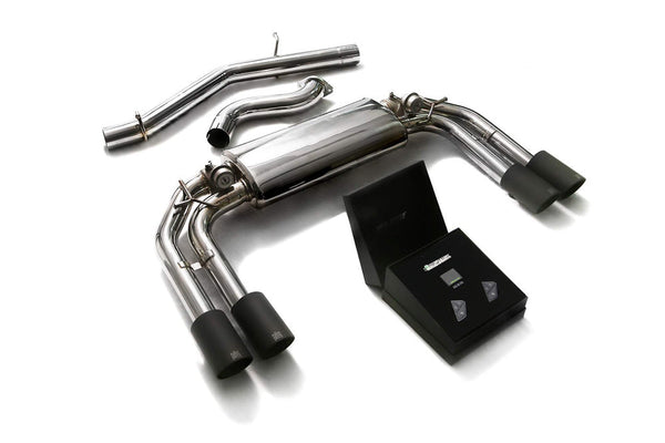 ARMYTRIX Stainless Steel Valvetronic Catback Exhaust System Quad Matte Black Tips Audi S3 8V Sportback 13-20