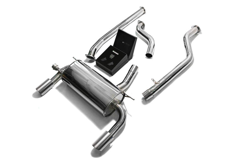 ARMYTRIX Stainless Steel Valvetronic Catback Exhaust System Dual Chrome Silver Tips BMW 3-Series | 4-Series F3x 16-20