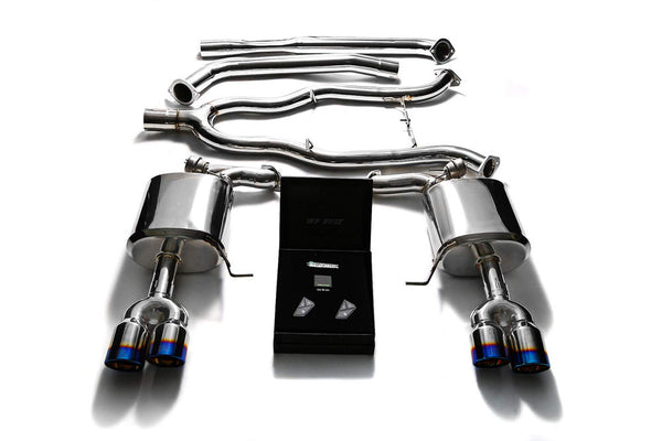 ARMYTRIX Stainless Steel Valvetronic Catback Exhaust System Quad Blue Coated Tips BMW 535i F10 RWD 11-19