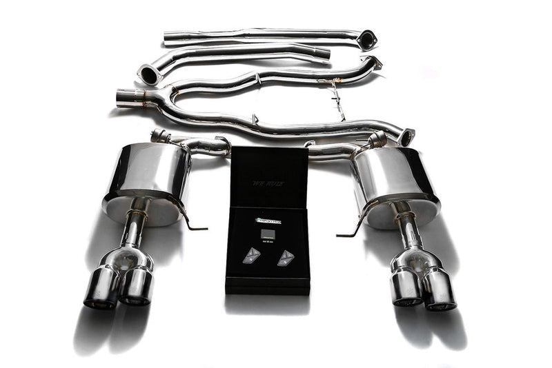 ARMYTRIX Stainless Steel Valvetronic Catback Exhaust System Quad Chrome Silver Tips BMW 535i F10 RWD 11-19