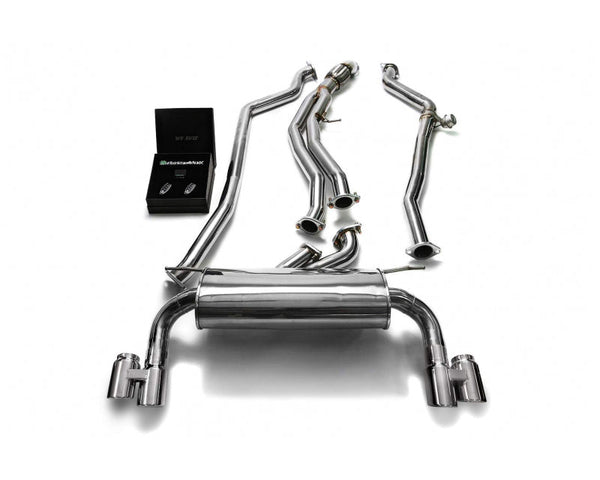 ARMYTRIX Stainless Steel Valvetronic Catback Exhaust System Quad Chrome Silver Tips BMW M135i | M235i F2x 12-15