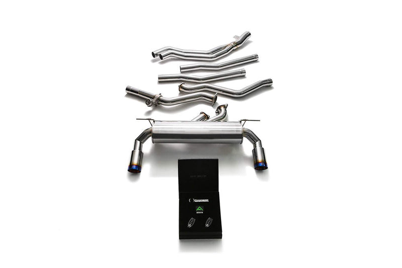 ARMYTRIX Stainless Steel Valvetronic Exhaust System Dual Blue Coated Tips BMW M140i | M240i F2X 17-19