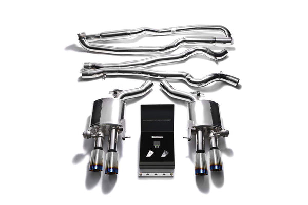 ARMYTRIX Stainless Steel Valvetronic Catback Exhaust System Quad Blue Coated Tips BMW M5 F10 11-17