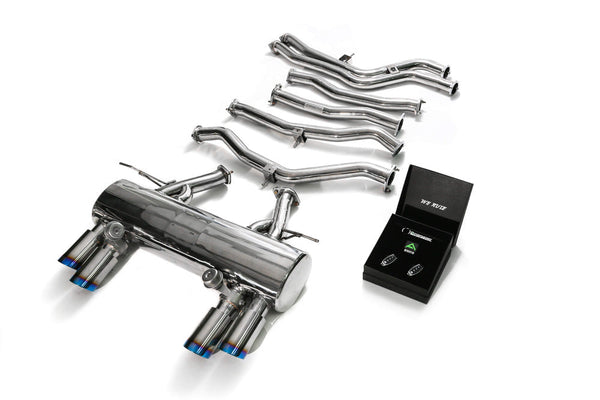 ARMYTRIX Stainless Steel Valvetronic Catback Exhaust System Quad Blue Coated Tips BMW M3 | M4 F8x 15-20