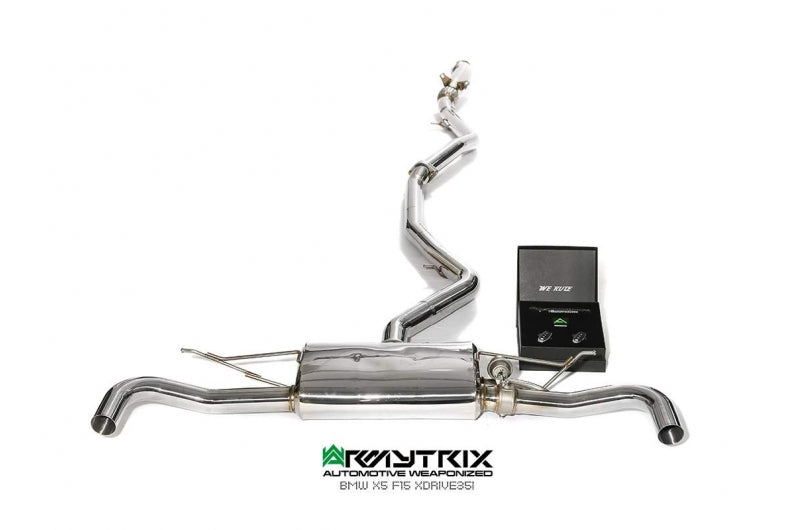 ARMYTRIX Stainless Steel Valvetronic Catback Exhaust System Quad Chrome Silver Tips BMW X5 xDrive 35i F15 14-19