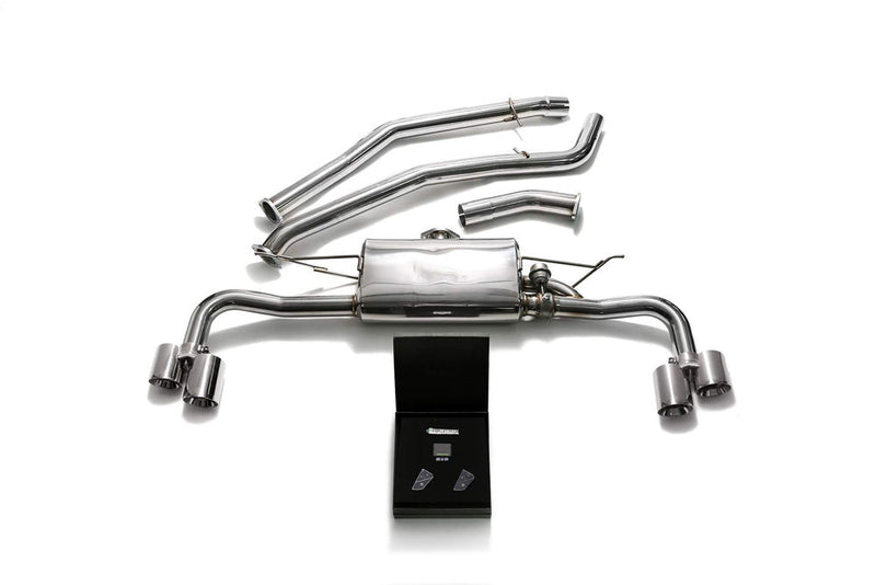 ARMYTRIX Stainless Steel Valvetronic Catback Exhaust System Quad Chrome Silver Tips BMW X5 xDrive 35i F15 14-19