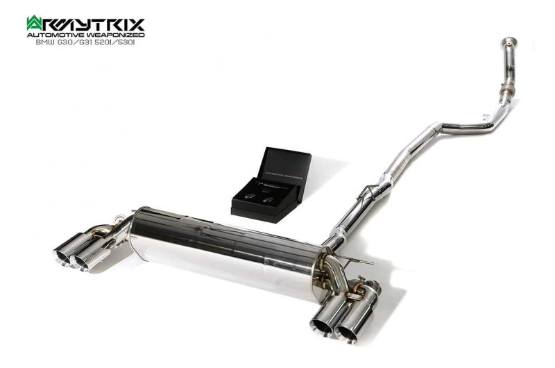 ARMYTRIX Stainless Steel Valvetronic Catback Exhaust System Quad Chrome Silver Tips BMW 520i | 530i G3X 17-20