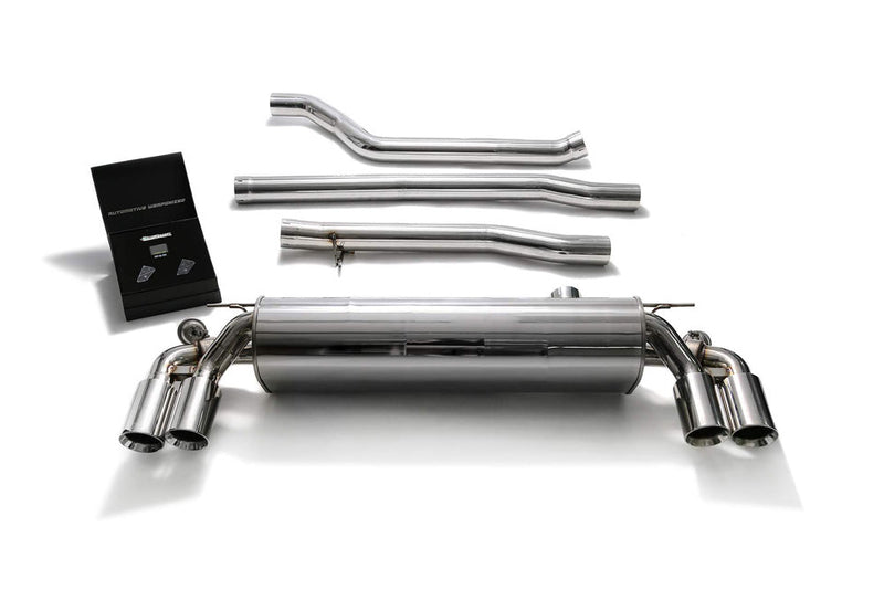 ARMYTRIX Stainless Steel Valvetronic Catback Exhaust System Quad Chrome Silver Tips BMW 520i | 530i G3X 17-20