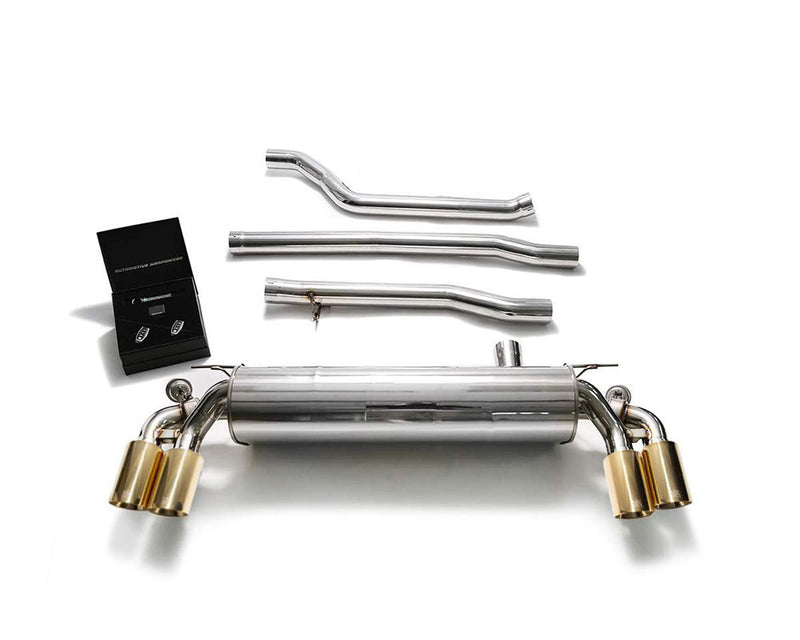 ARMYTRIX Stainless Steel Valvetronic Catback Exhaust System Quad Gold Tips BMW 520i | 530i G3X 17-20