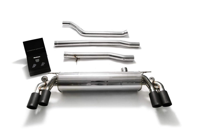 ARMYTRIX Stainless Steel Valvetronic Catback Exhaust System Quad Matte Black Tips BMW 520i | 530i G3X 17-20