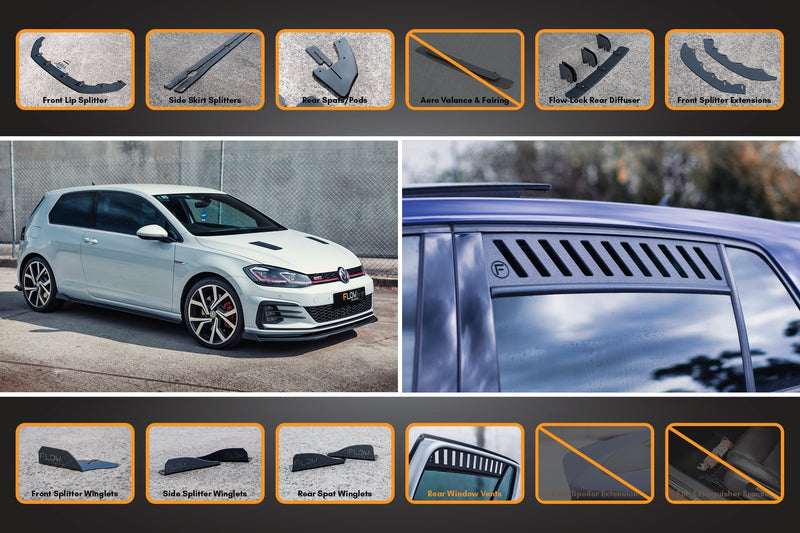 Volkswagen Golf MK7.5 GTI Full Lip Splitter Set with Flow-Lock Rear Diffuser