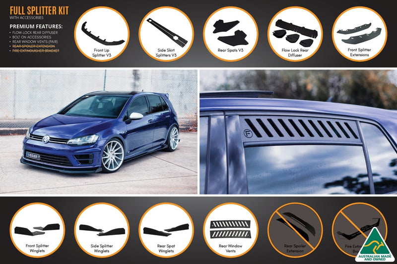 Volkswagen Golf MK7 R Full Lip Splitter Set with Flow-Lock Rear Diffuser