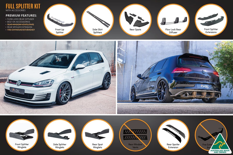 Volkswagen Golf MK7 GTI Full Lip Splitter Set with Flow-Lock Rear Diffuser