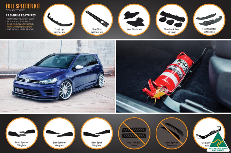 Volkswagen Golf MK7 R Full Lip Splitter Set with Flow-Lock Rear Diffuser