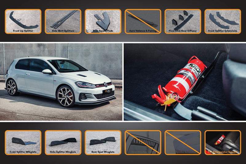 Volkswagen Golf MK7.5 GTI Full Lip Splitter Set with Flow-Lock Rear Diffuser