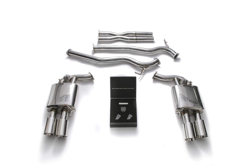 ARMYTRIX Stainless Steel Valvetronic Catback Exhaust System Quad Chrome Silver Tips Ford Mustang GT Coyote 5.0L V8 18-20