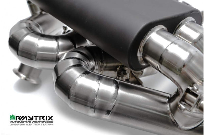 ARMYTRIX Titanium Black Coated Valvetronic Exhaust System Titanium Quad Tips Lamborghini Aventador S LP740-4 17-20