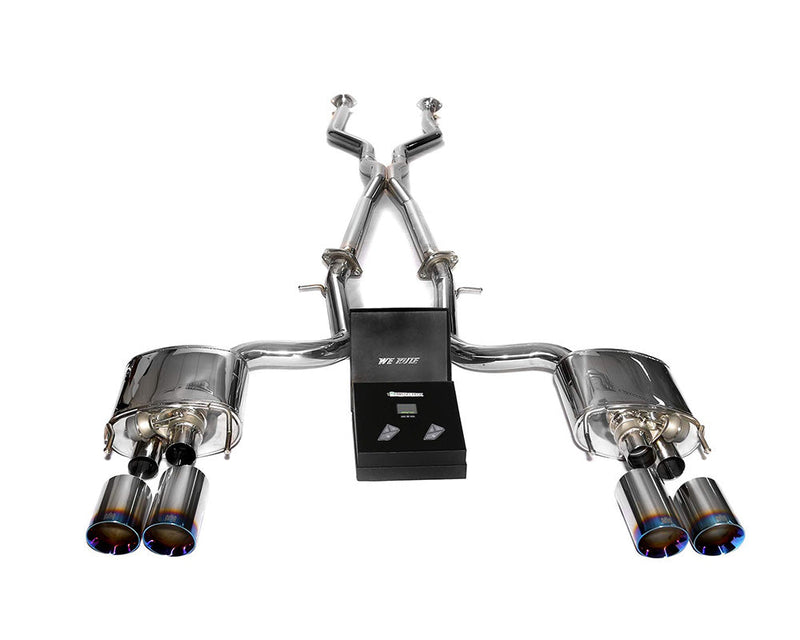 ARMYTRIX Stainless Steel Valvetronic Header Back Exhaust System Quad Blue Coated Tips Lexus RC-F 5.0L V8 15-20