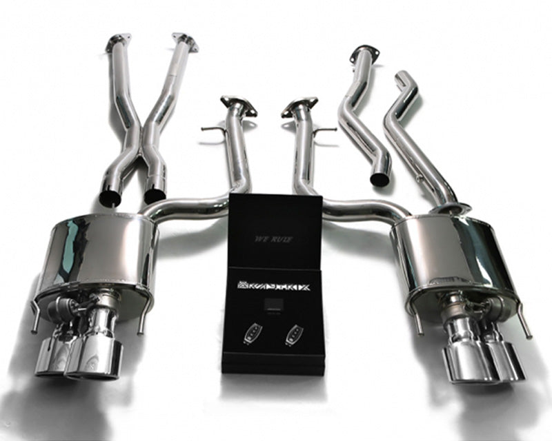 ARMYTRIX Stainless Steel Valvetronic Header Back Exhaust System Quad Blue Coated Tips Lexus RC-F 5.0L V8 15-20