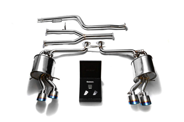 ARMYTRIX Stainless Steel Valvetronic Performance Catback Exhaust Quad Blue Coated Tips Mercedes-Benz C-Class W204 12-15