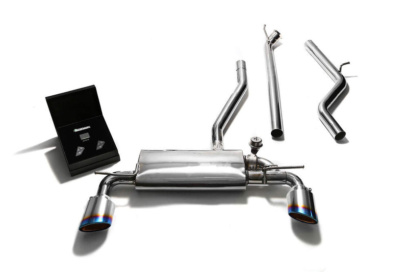 ARMYTRIX Stainless Steel Valvetronic Catback Exhaust System Dual Blue Coated Tips Mercedes-Benz A-Class W176 2WD 13-15