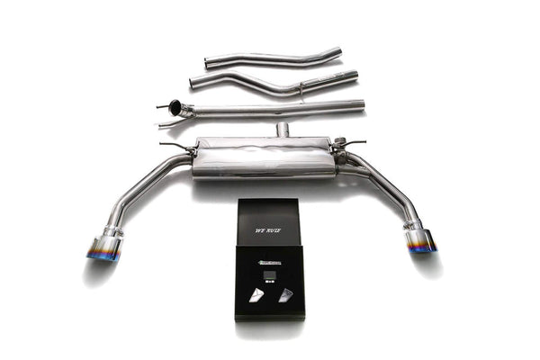 ARMYTRIX Stainless Steel Valvetronic Catback Exhaust System Dual Blue Coated Tips Mercedes-Benz CLA-Class C117 14-18