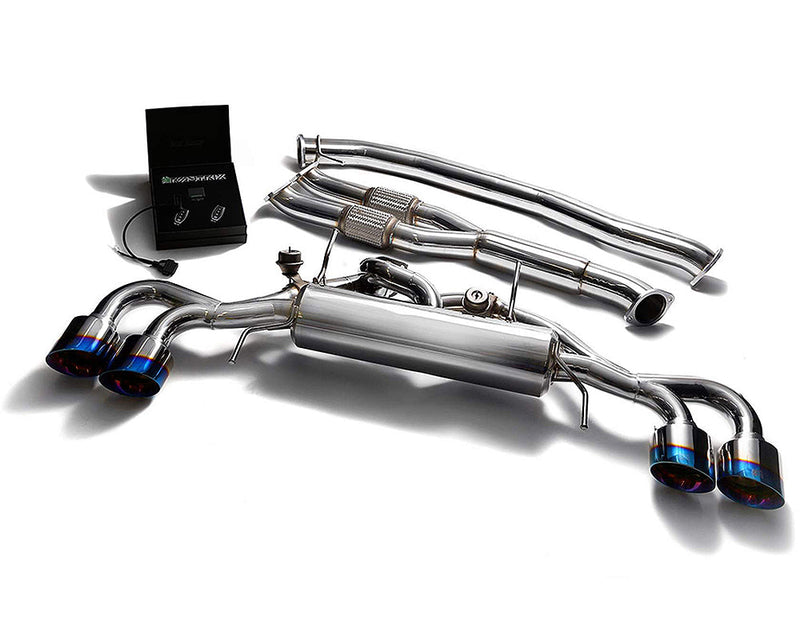 ARMYTRIX Stainless Steel Valvetronic Catback Exhaust 90mm System w/Race Y-Pipe | Quad Titanium Blue Tips Nissan GT-R R35 09-20