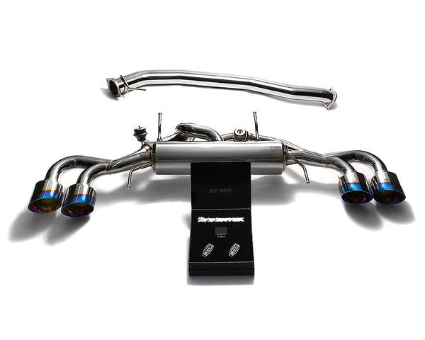 ARMYTRIX Stainless Steel Valvetronic Catback Exhaust 90mm System Quad Blue Coated Tips Nissan GT-R R35 09-20